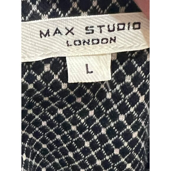 Max Studio London Black & White Diamond Patterned Poncho Sweater Top W/ 3/4 Slee - Picture 4 of 10